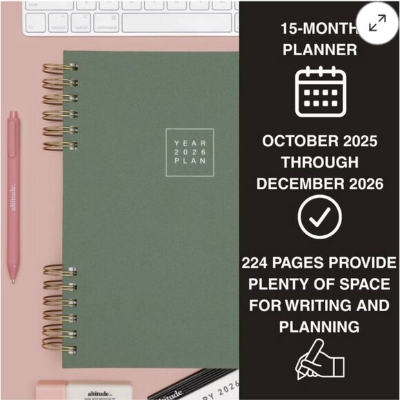 altitude 2026 YEAR PLANNER calendar split wire NEW Weekly Monthly - Picture 2 of 5